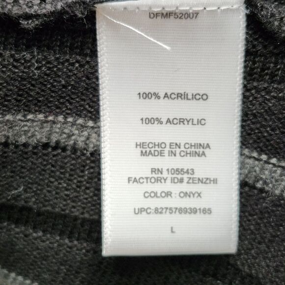 Daisy Fuentes Sweater Dress Tunic Womens Large Black Gray Striped Scoop Neck - Picture 6 of 10